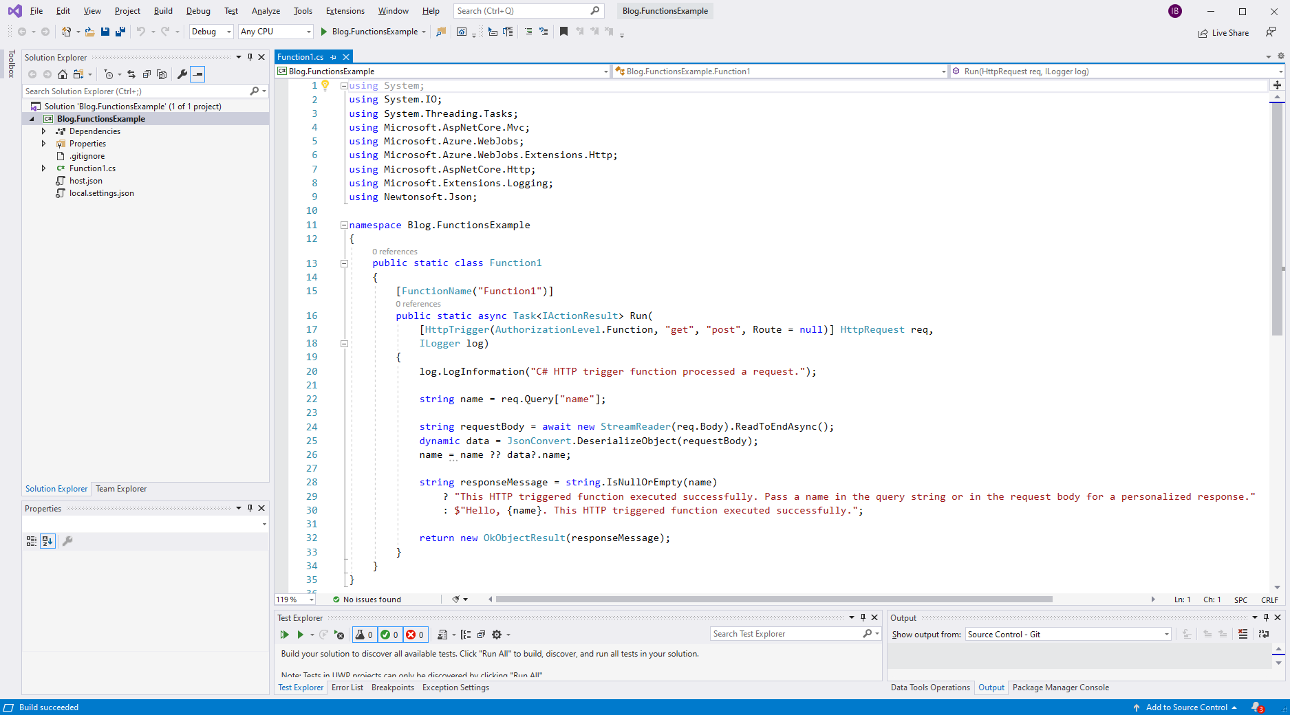 Create Function source code