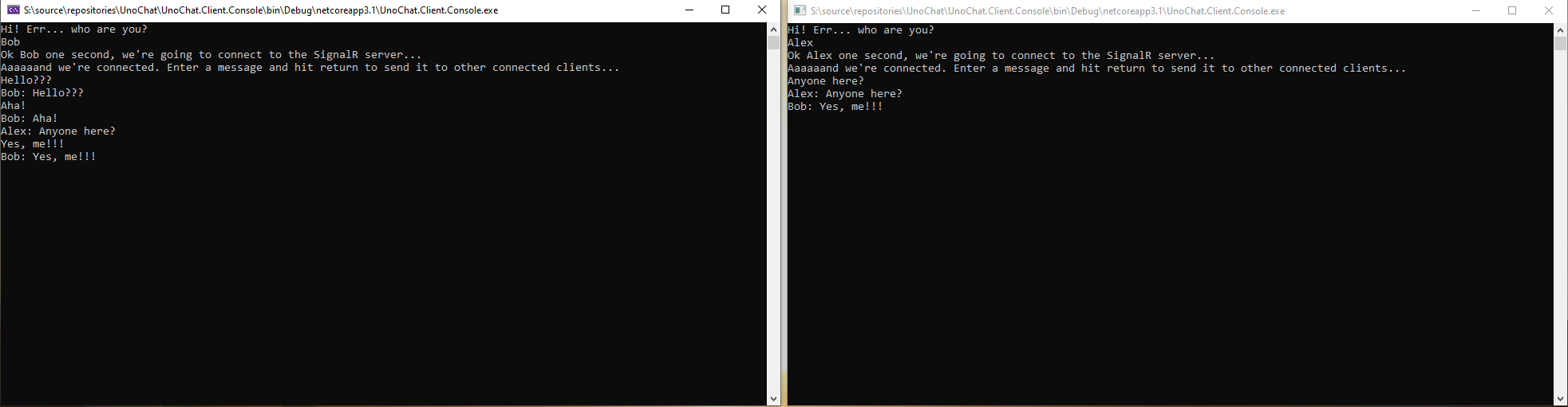 UnoChat Client Console Two Instances