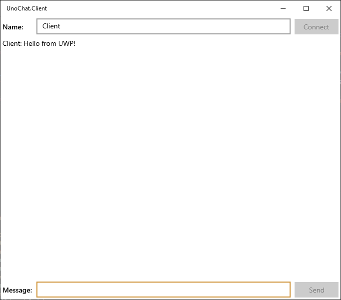 UnoChat Client UWP Running - 2