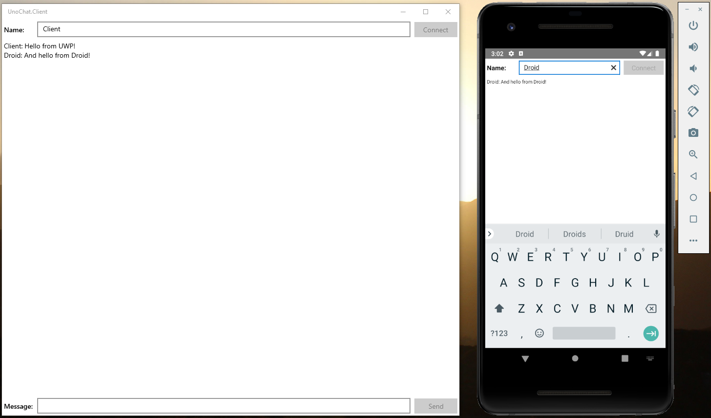 UnoChat Running On Uwp And Android