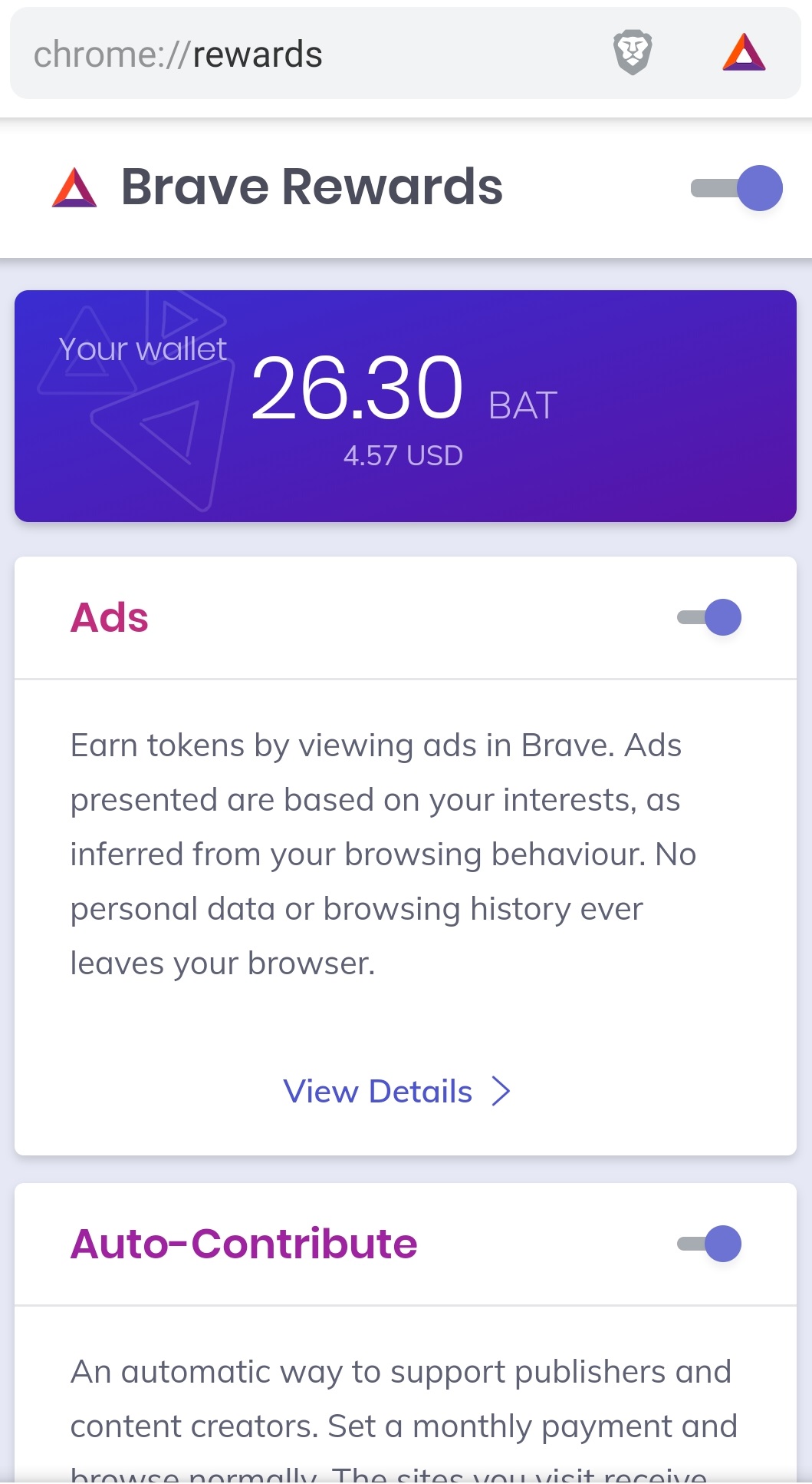 brave rewards account