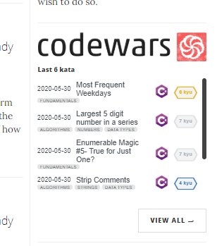 Homepage with Codewars