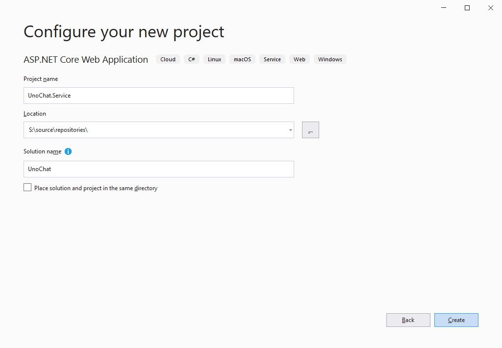 Create New ASP Net Core Web Application - Step 1