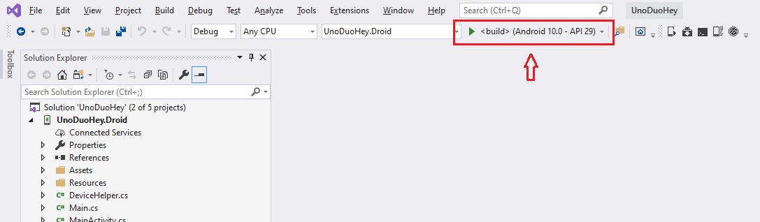 VisualStudio Targetting The Duo Emulator